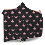 Pink Crown Pattern Print Hooded Blanket