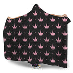 Pink Crown Pattern Print Hooded Blanket