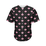 Pink Crown Pattern Print Men's Baseball Jersey