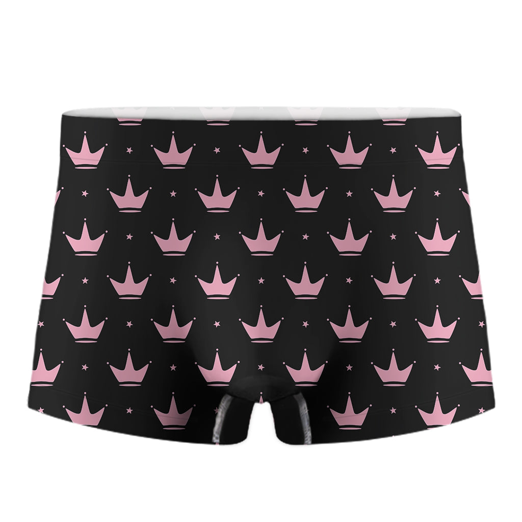 Pink Crown Pattern Print Men's Boxer Briefs