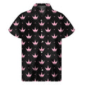 Pink Crown Pattern Print Men's Short Sleeve Shirt