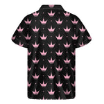 Pink Crown Pattern Print Men's Short Sleeve Shirt