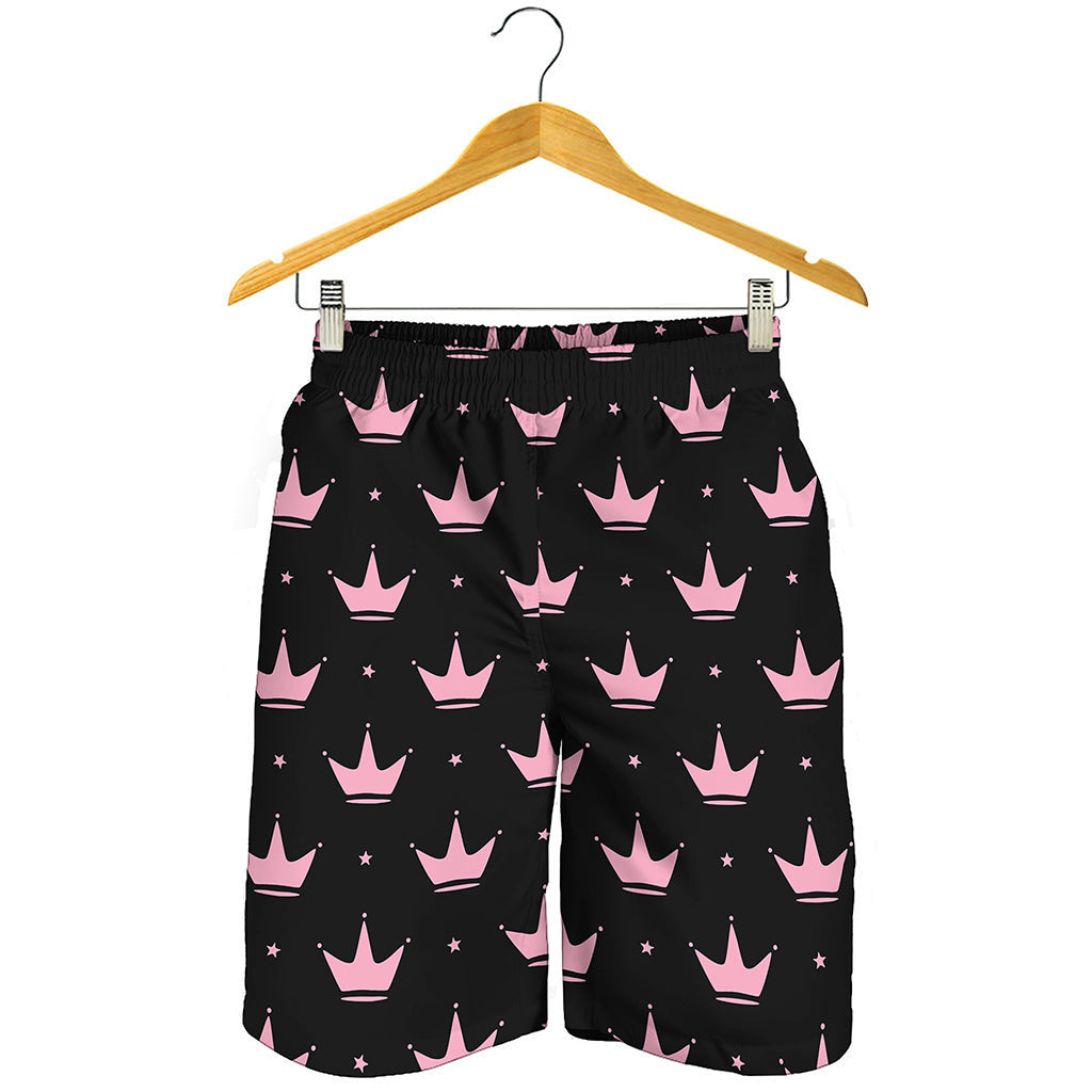 Pink Crown Pattern Print Men's Shorts