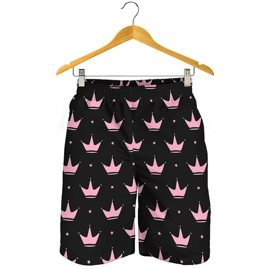 Pink Crown Pattern Print Men's Shorts