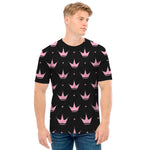 Pink Crown Pattern Print Men's T-Shirt