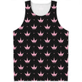 Pink Crown Pattern Print Men's Tank Top