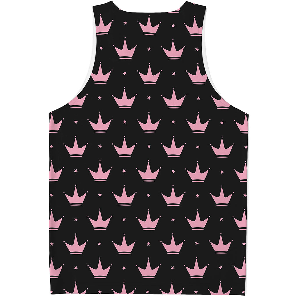 Pink Crown Pattern Print Men's Tank Top