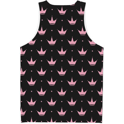 Pink Crown Pattern Print Men's Tank Top