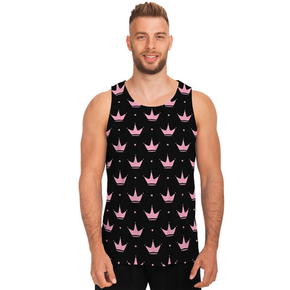 Pink Crown Pattern Print Men's Tank Top