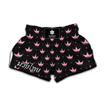Pink Crown Pattern Print Muay Thai Boxing Shorts