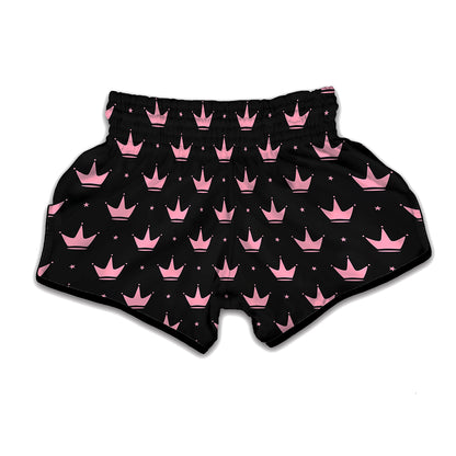 Pink Crown Pattern Print Muay Thai Boxing Shorts