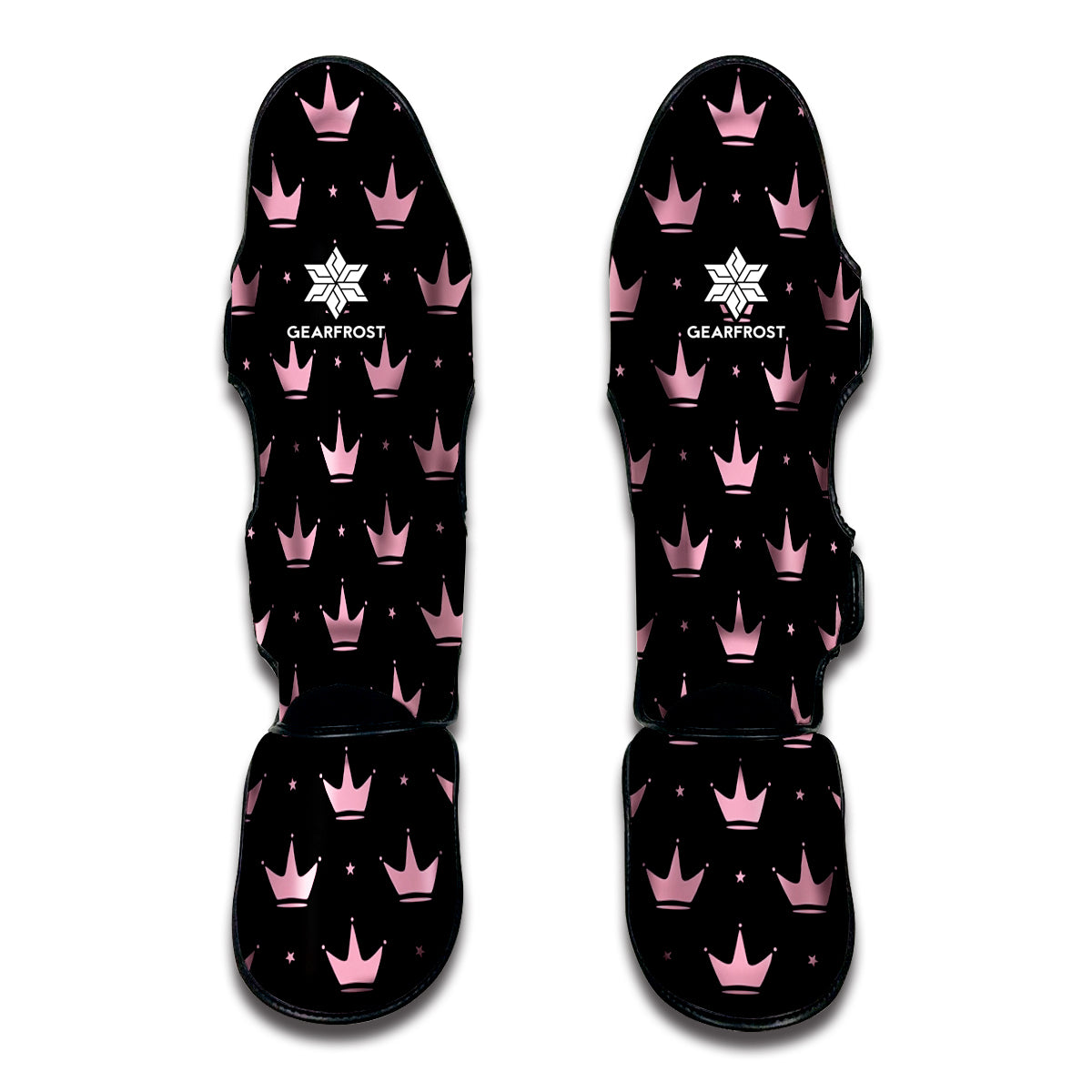 Pink Crown Pattern Print Muay Thai Shin Guard