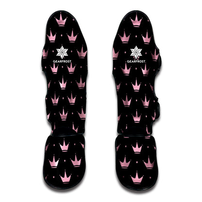 Pink Crown Pattern Print Muay Thai Shin Guard