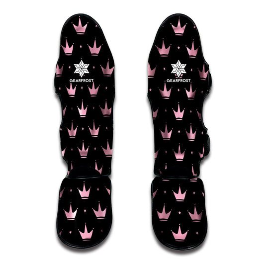 Pink Crown Pattern Print Muay Thai Shin Guard