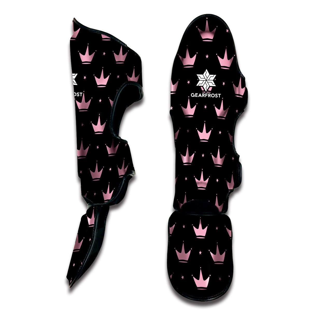 Pink Crown Pattern Print Muay Thai Shin Guard