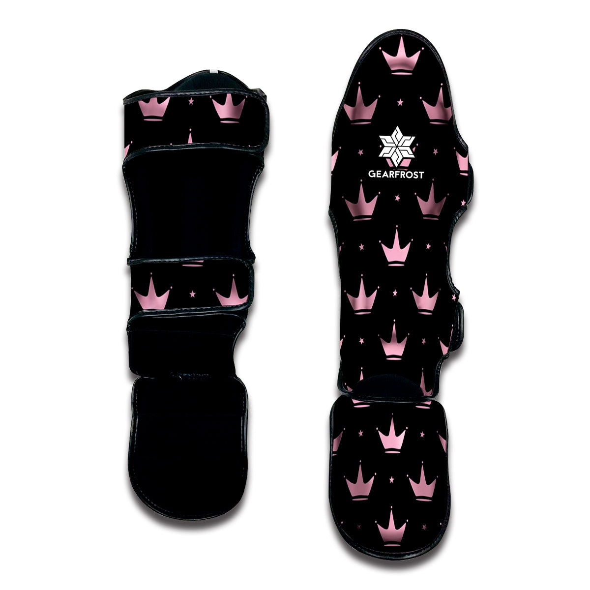 Pink Crown Pattern Print Muay Thai Shin Guard