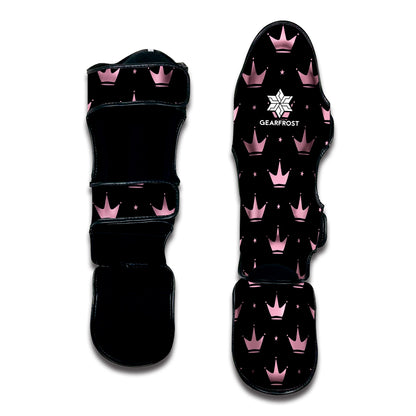 Pink Crown Pattern Print Muay Thai Shin Guard