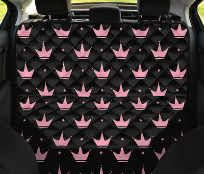 Pink Crown Pattern Print Pet Car Back Seat Cover