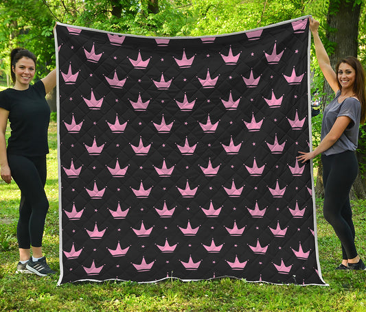 Pink Crown Pattern Print Quilt