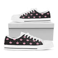 Pink Crown Pattern Print White Low Top Sneakers