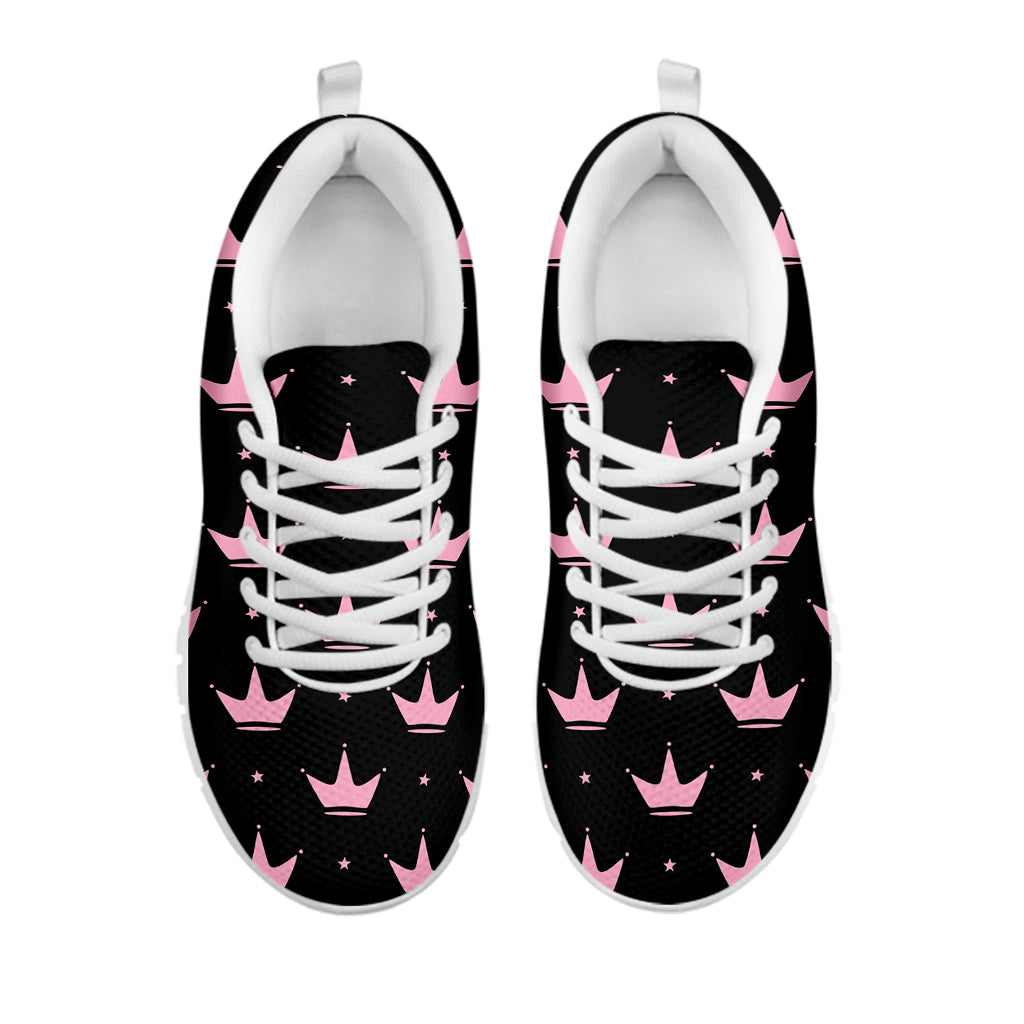 Pink Crown Pattern Print White Sneakers
