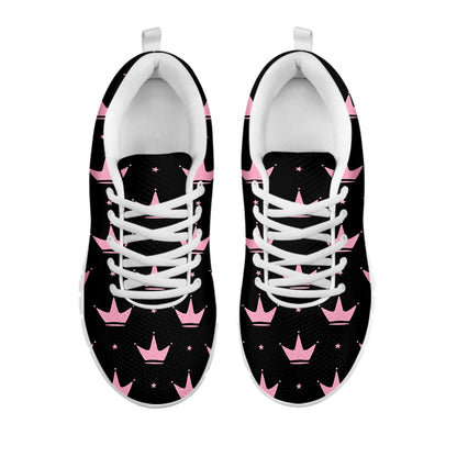 Pink Crown Pattern Print White Sneakers