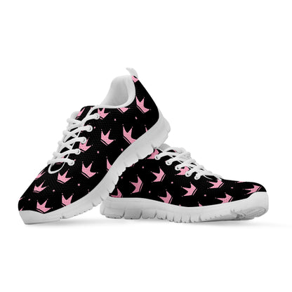 Pink Crown Pattern Print White Sneakers