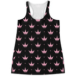Pink Crown Pattern Print Women's Racerback Tank Top