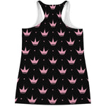 Pink Crown Pattern Print Women's Racerback Tank Top
