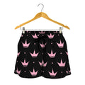 Pink Crown Pattern Print Women's Shorts