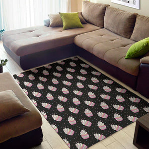 Pink Cupcake Pattern Print Area Rug