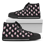 Pink Cupcake Pattern Print Black High Top Shoes