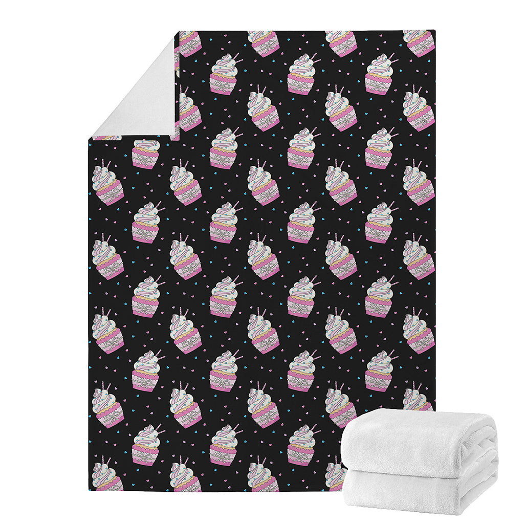 Pink Cupcake Pattern Print Blanket