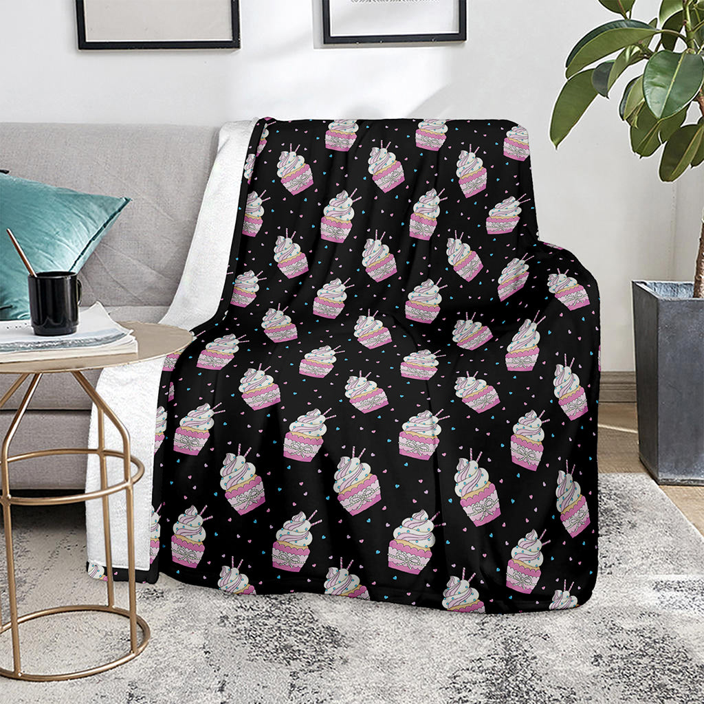 Pink Cupcake Pattern Print Blanket