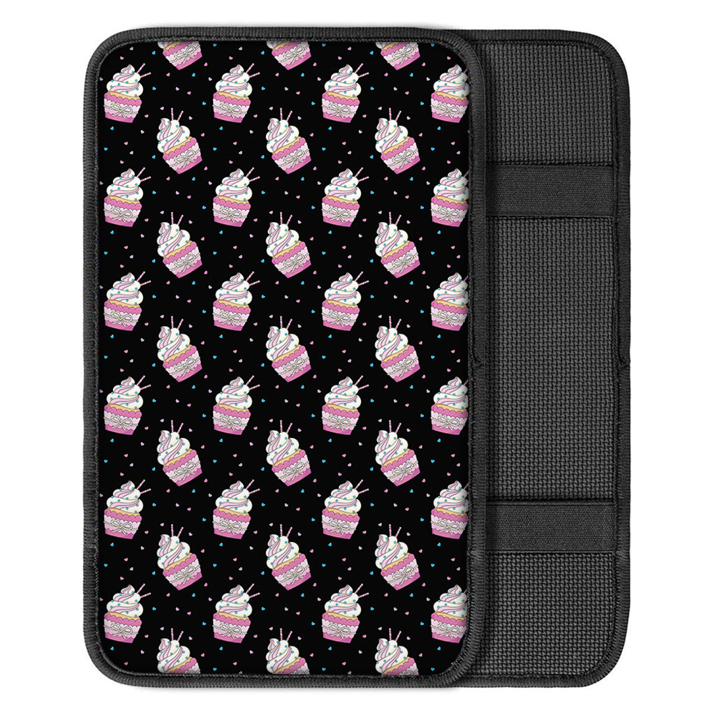 Pink Cupcake Pattern Print Car Center Console Cover