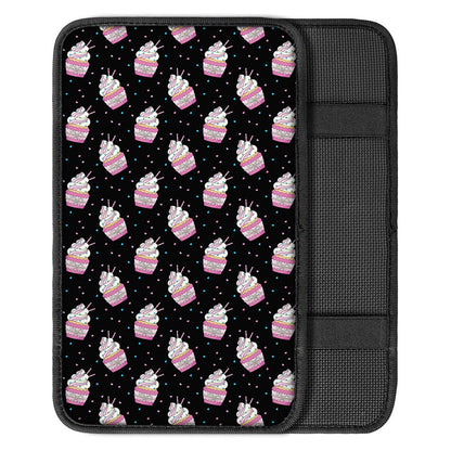 Pink Cupcake Pattern Print Car Center Console Cover