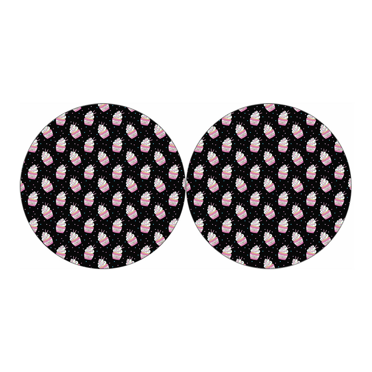 Pink Cupcake Pattern Print Car Coasters