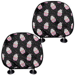 Pink Cupcake Pattern Print Car Headrest Covers
