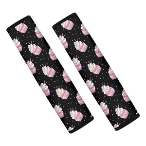 Pink Cupcake Pattern Print Car Seat Belt Covers