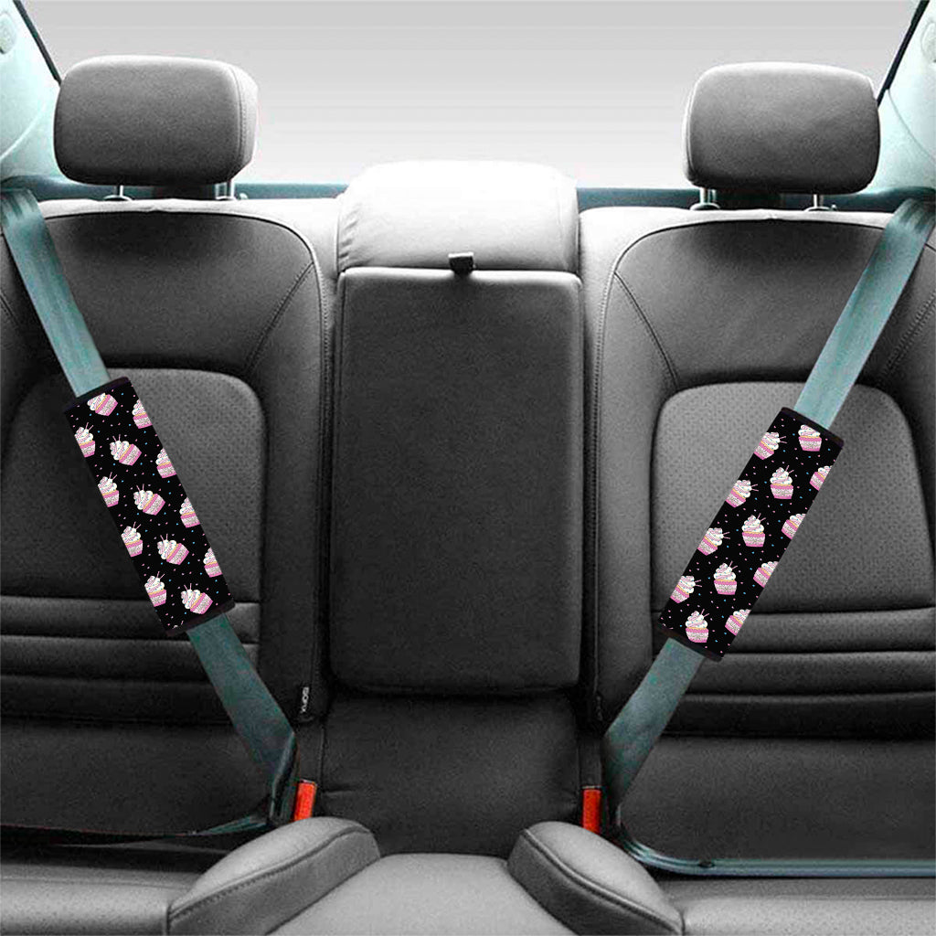 Pink Cupcake Pattern Print Car Seat Belt Covers