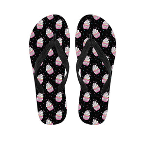 Pink Cupcake Pattern Print Flip Flops