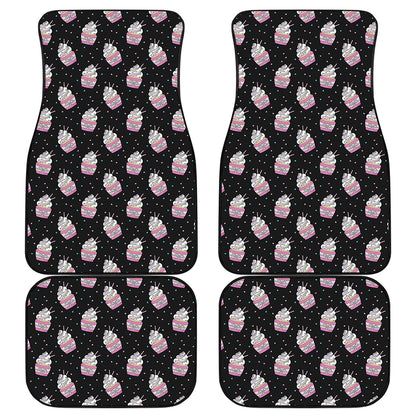 Pink Cupcake Pattern Print Front and Back Car Floor Mats