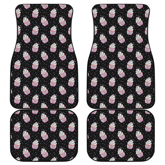 Pink Cupcake Pattern Print Front and Back Car Floor Mats