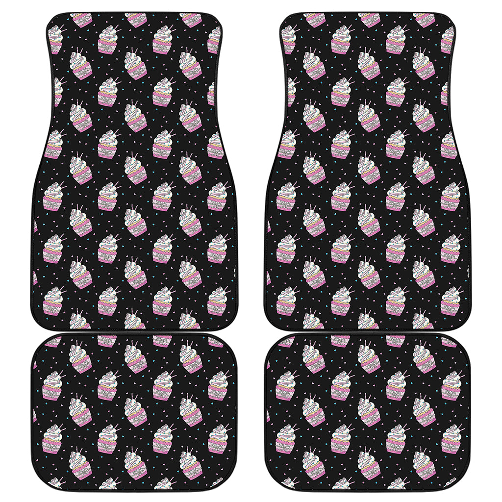 Pink Cupcake Pattern Print Front and Back Car Floor Mats