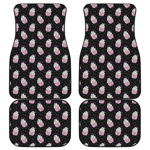 Pink Cupcake Pattern Print Front and Back Car Floor Mats