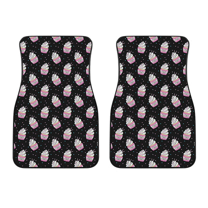 Pink Cupcake Pattern Print Front Car Floor Mats