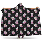 Pink Cupcake Pattern Print Hooded Blanket
