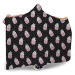 Pink Cupcake Pattern Print Hooded Blanket