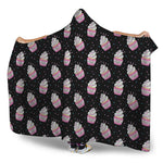 Pink Cupcake Pattern Print Hooded Blanket