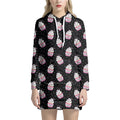 Pink Cupcake Pattern Print Pullover Hoodie Dress